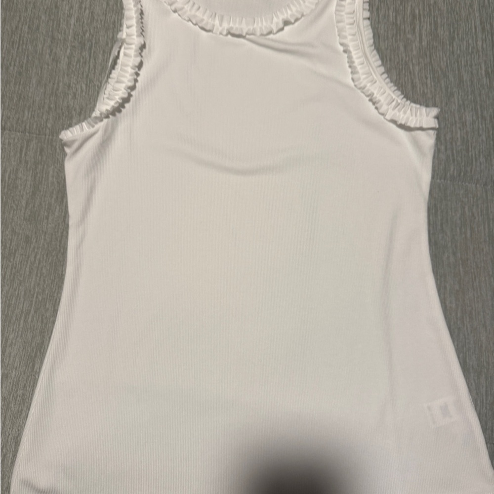 Elegant White Ruffled Tank Top
